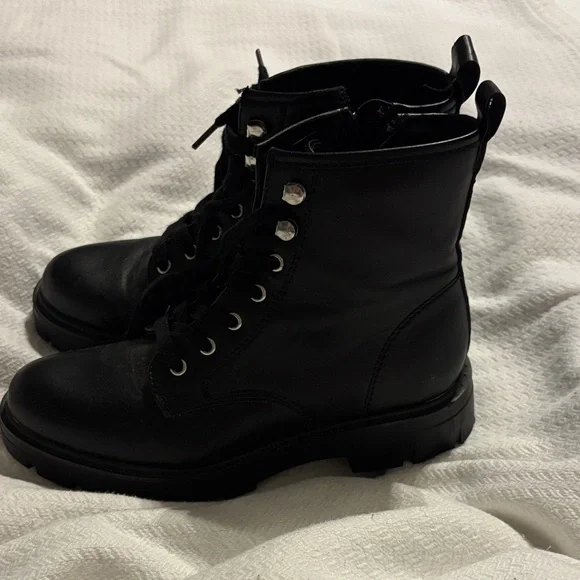 Madden Girl Black Combat Boots - Picture 2 of 4